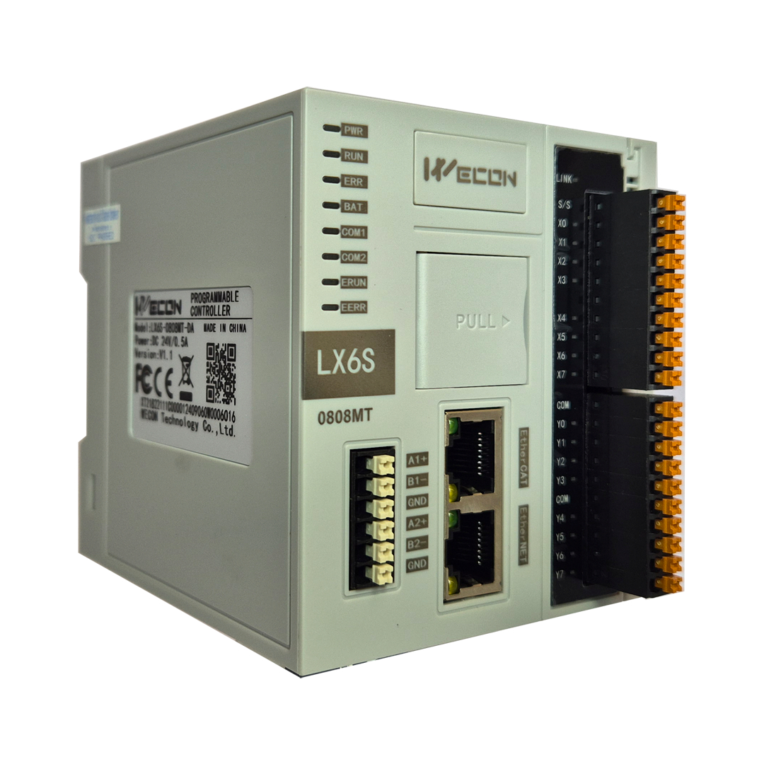 PLC Wecon LX6S 8DI 24VDC/ 8DO transistor + 8 ejes, 4 HSC, 4 PWM, RS485, etherCAT